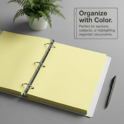 Copy Printing and Writing Colored Paper, 20 Pound - 75 Gsm, 3 Hole Punch, 500 Sheets per Ream. (Canary) - color: Canary