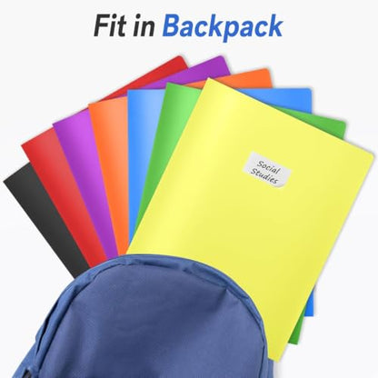 Sooez 7 Pack Folders with Pockets, 2 Pocket Folders with Extra Labels, Plastic Folder with Pockets, Heavy Duty File Folder Bulk, School Business Office Filing Supplies, Soft Colors - color: Soft Colors