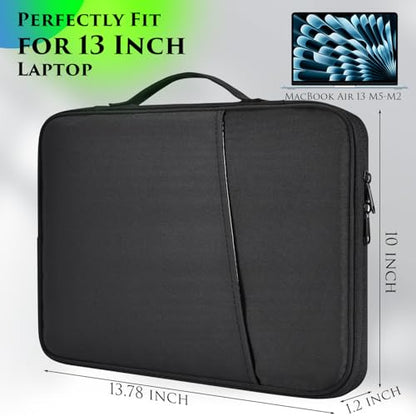13 inch Laptop Sleeve Case Compatible with 2026 MacBook Air 13-inch M5 A3449, M4 A3240 2025, M3 A3113, M2 A2681, M1 A2337, Apple Mac Air 13.6 inch Laptop Protective Carrying Bag - color: Black, size: 13.6 Inch