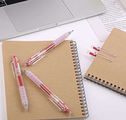 czxwyst GP270 Refillable & Retractable Gel Ink Pens with Soft Grip Large Capacity 0.5mm Fine Point 12-Pack (Red) - color: Red