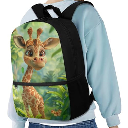 Giraffe Backpack for Girls Kids Backpack with Lunch Box Water Bottle Bag and Cute Pencil Case 4PCS Set Bookbag with Front Pocket for School 17 inch Lightweight School Bag for Elementary Girls - color: Cute Giraffe