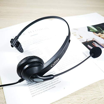 Callez USB Headset with Microphone Noise Cancelling & Audio Controls, Wideband Computer Headphones for Business UC Skype Lync Softphone Call Center Office, Clearer Voice, Super Light, Ultra Comfort