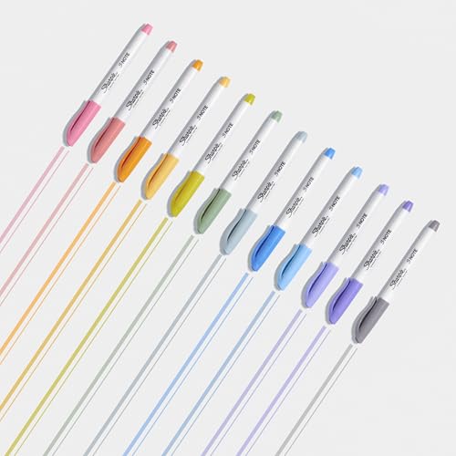 Sharpie S-Note Creative Colouring Highlighter Pens | Marker Pen to Write, Draw & More | Assorted Pastel Colours | Chisel Tip | 12 Count