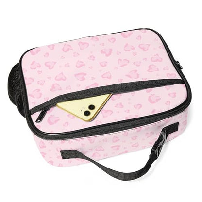 WOBAGMEN Leopard Lunch Box for Kids, Cute Insulated Lunch Bag for Boys Girls,Waterproof Lunch Box with Water Bottle Holder for Teens Adults Picnic Travel Back to School (Pink Heart Leopard) - color: Pink Heart Leopard