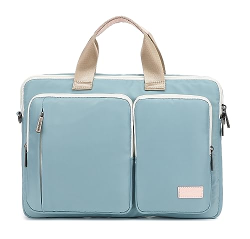360 Protective Multi-Pockets Laptop Shoulder Bag Sleeve Case, Briefcase for 15.6 & 16 Inch Laptops (Light Blue) - color: Light Blue, size: 15 inch-15.6 inch