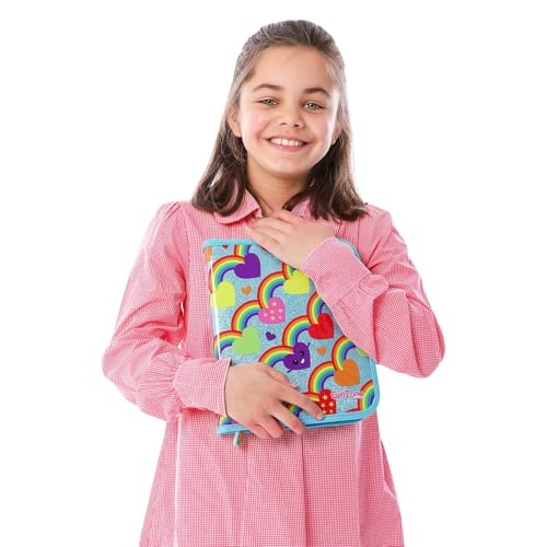 GirlZone 43-Piece Rainbow Filled Pencil Case with Supplies - Ages 7+ - Art Kit, Marker Binder & Stationery Set for Kids
