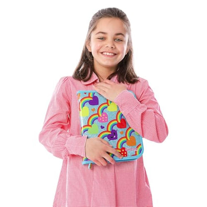 GirlZone 43-Piece Rainbow Filled Pencil Case with Supplies - Ages 7+ - Art Kit, Marker Binder & Stationery Set for Kids