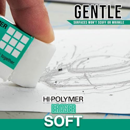 Pentel Clean Eraser, No Mess- No Residue, Hi-Polymer Soft Erasers for Pencils - White - 10 Pack - for Art, Office, and School use (10)