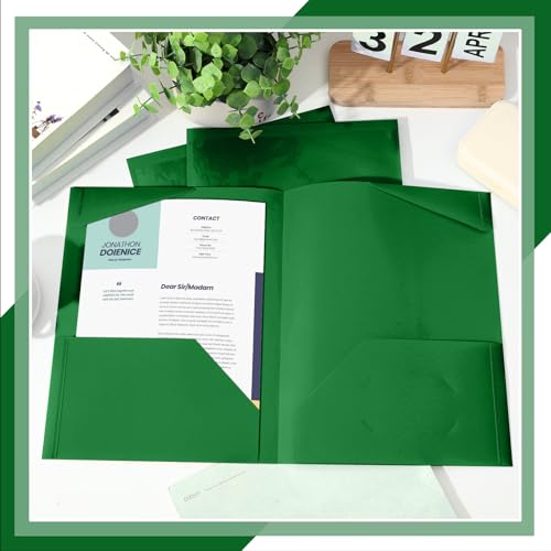 Henoyso 60 Pack Plastic Folders with Clear Front Pockets Bulk Heavy Duty File Folders with 2 Pockets and Card Slot for Student Teacher Back to School Supplies Office Presentation (Deep Green) - color: Dark Green