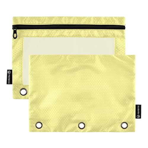 Gredecor Binder Pencil Pouch 3 Ring Khaki Zipper Pencil Pouches Case 2 Pack Clear Binder Organizer for School Office - color: Khaki