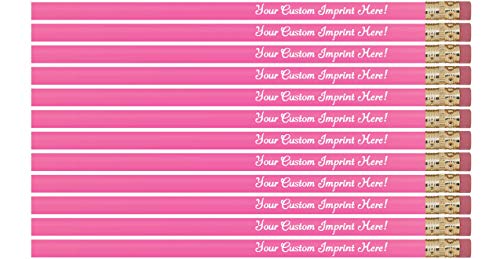 Express Pencils™ Personalized Pencils Round Custom Imprinted with your Name - Text - Logo - Message- 12 pkg - Includes Personalization - Great Gift Idea (Deep Pink) - color: Deep Pink