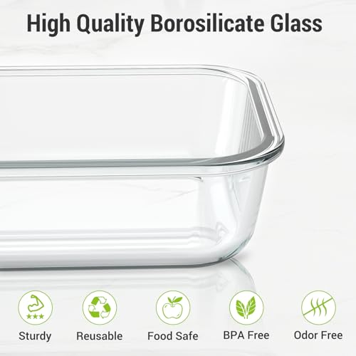 Dealusy 10 Sets (20-Piece) 36 oz & 12 oz Glass Food Storage Containers with lids, Airtight Leak-proof Glass Meal Prep Containers with Lids, Microwave Oven Freezer Dishwasher Safe, Purple - color: Purple