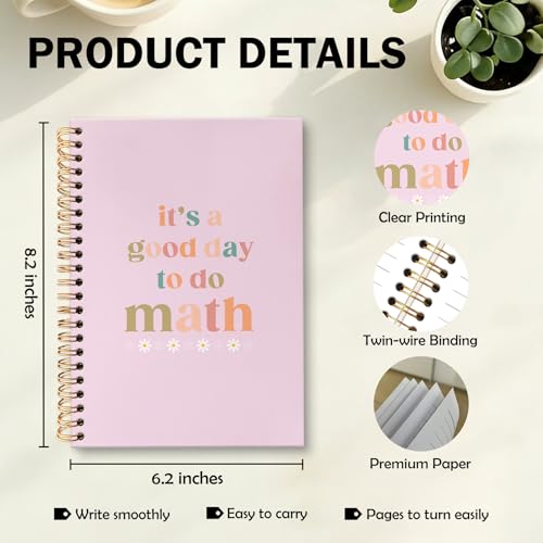 Boho Math Teacher Gift Spiral Notebook Journal, It's a Good Day to Do Math Pink Journal for Notes Planning, Preppy Gift for Teachers Coworkers Students, 5.5 x 8.3 Inch - color: Math teacher
