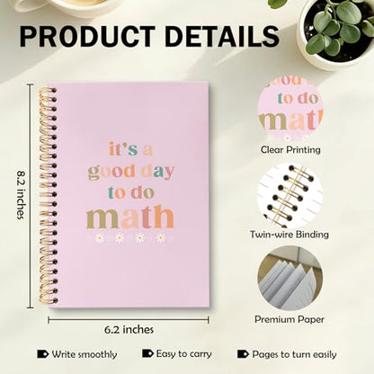 Boho Math Teacher Gift Spiral Notebook Journal, It's a Good Day to Do Math Pink Journal for Notes Planning, Preppy Gift for Teachers Coworkers Students, 5.5 x 8.3 Inch - color: Math teacher