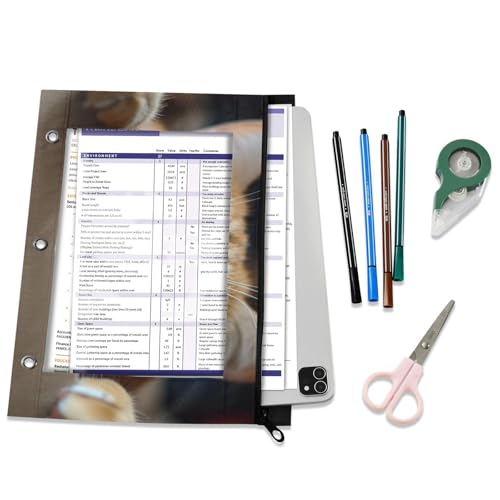 Pencil Pouch for 3 Ring Binder Orange Cat 2 Pack Large Pencil Case Pouch with Zipper & Grommets, Clear Binder Bag, School Office Supplies
