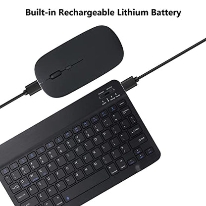 Rechargeable Bluetooth Keyboard and Mouse Combo for iPad, Ultra-Slim Portable Wireless Mouse Keyboard for iPad Pro Air Mini iPhone Samsung Tablet Cell Phone Android, iPadOS/iOS 13 and Above (Black) - color: Black