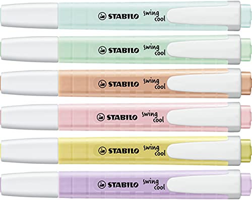 Highlighter - STABILO swing cool Pastel - Pack of 6 - Assorted Colours