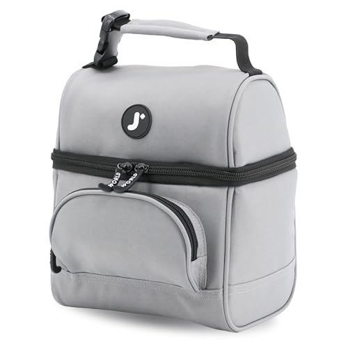 J World Corey Kids Lunch Bag. Insulated Lunch-Box for Boys Girls, Grey - color: Gray