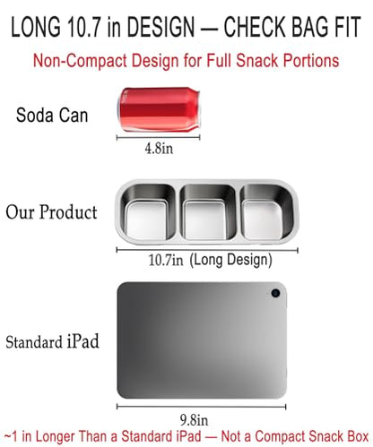 KTKUDY 5 Pack Stainless Steel Snack Containers for Kids & Adults - Large - Leek Proof Metal Bento Lunch Box with 2 Compartment for Daycare, School, Work, Travel - Stackable Snack Bento Box - size: 5 Pack-2 Sections