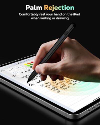 MoKo Pencil for iPad (A16) 11th 10th Gen, Stylus Pen for 2018-2026 Apple iPad 11/10/9/8/7/6/A16, Mini 7/6/5, Air M3/M2 11"/13"/5/4/3, Pro M4 13"/12.9"/11" Tilt Sensitivity, USB-C Fast Charging,Black - color: Black