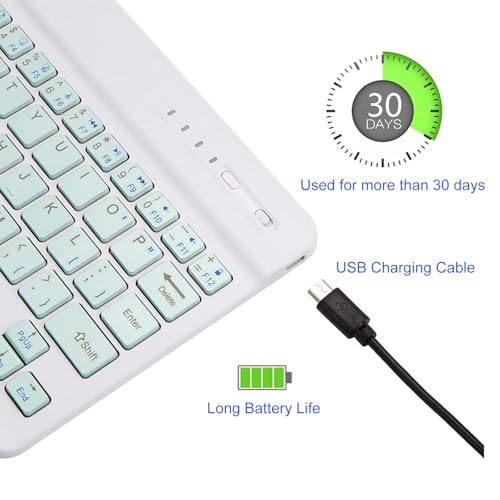 Portable Mini Wireless Bluetooth Keyboar for Apple iPad iPhone Samsung Tablet Kindle Fire HD 10/8/Fire Max 11 Keyboard 10-Inch Green - color: 10 inch Green