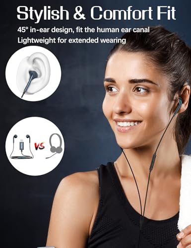 USB Earbuds with Microphone for PC Laptop, 2M/6.5ft USB-A Headset Headphone with Microphone for PC Computer Laptop PS4 PS5 Notebook Desktop Office Home with Volume Control& Mute