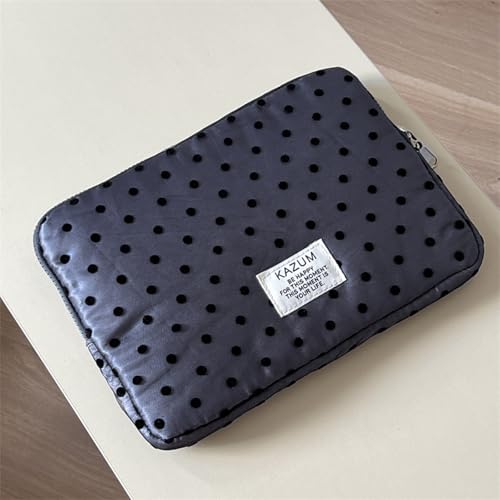 Coquette Aesthetic Laptop Sleeve for Notebook 13 14 Inch - Puffy Quilted Computer Case with Cute Polka Dots, Cute Protective Sleeve Bag Accessory - color: Grey-Polka Dot