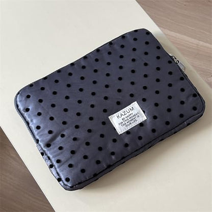 Coquette Aesthetic Laptop Sleeve for Notebook 13 14 Inch - Puffy Quilted Computer Case with Cute Polka Dots, Cute Protective Sleeve Bag Accessory - color: Grey-Polka Dot