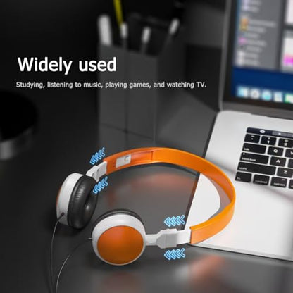 3-Pack Individually Wired Classroom Headphones - No Mic Headphones with 3.5mm Jack, Multi-Color Bulk School Headsets for School/Library/Testing Room, Each in Protective PP Bags - size: 3-PACK