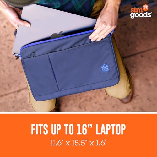 STM Blazer Laptop Sleeve - Slim & Protective Fits up to 16 inch Laptop with External Zipper Pocket - Ideal for Students & Business Men & Women - Blue - color: Blue