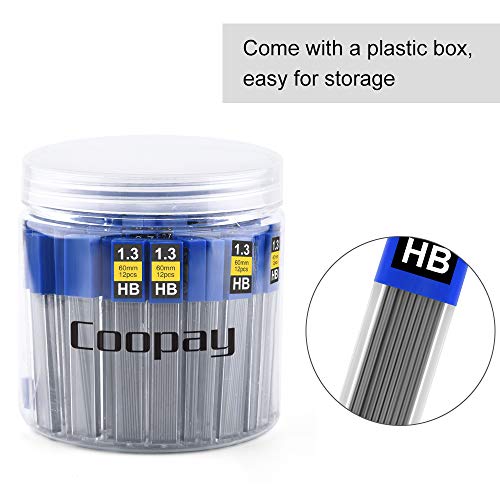 Coopay 720 Pieces Lead Refills 1.3 mm HB Break Resistant Mechanical Pencil Refills, 12 Pack Per Tube, 60 Tubes(1.3 mm) - style: 1.3 mm
