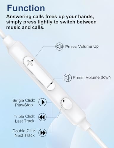 MAS CARNEY Wired Earbuds in-Ear Headphones, 3.5mm Audio Jack with Microphone for iPhone, Sony, Laptop, Computer, Kids & School, Plug in Earbuds Wired Ear Buds for Samsung - AUX Wire in-Ear Earphone - color: White, style: 3.5mm Earphone