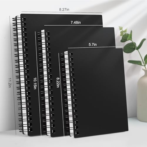 AHGXG Spiral Notebook College Ruled - Spiral Notebook Journal Large B5 7.6" x 10", 300 Pages/150 Sheets, 100GSM Thick Paper, Plastic Hardcover, for Women Men Office School, Black - color: Black, size: B5-Regular