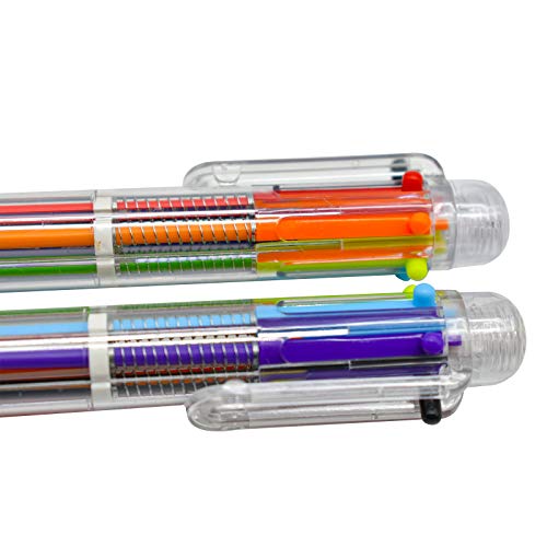 Maydahui 12 PCS Multicolor Ballpoint Pen 6-in-1 Retractable Ball Point Pens Transparent Barrel for Office School Students