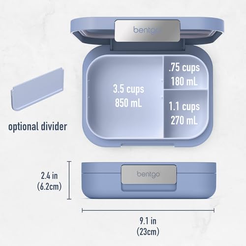 Bentgo® Modern - Leak-Resistant Bento Lunch Box For Adults, Teens, & Larger Appetites; Reusable BPA-Free Meal Prep Container with 3 or 4 Compartments, Dishwasher/Microwave Safe; 5 Cups (Dusk Blue) - color: Dusk Blue