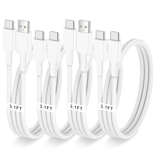 4 Pack Charging Cable 60W 3.1FT(2 Pack USB to USB C Cable and 2 Pack USB C to USB C Cable) Type C 60W Fast Charging Cable for iPhone 17 Series/16 Series/15 Series,iPad,AirPods,Watch,Samsung and More - color: White