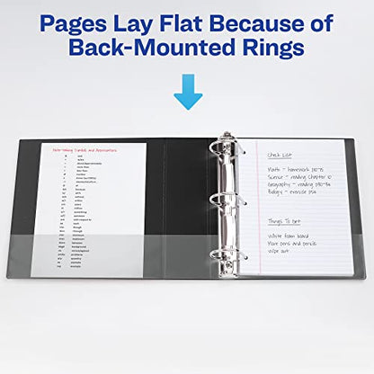 Avery Heavy Duty View 3 Ring Binder, 4" One Touch Slant Ring, Holds 8.5" x 11" Paper, 2 White Binders (79875) - size: 4"