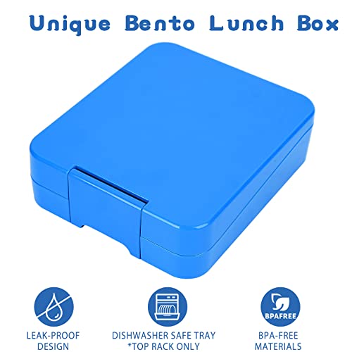 Bento Lunch Box Set for Kids with 10oz Soup Thermo, Leak-Proof Lunch Containers with 4 Compartment, Thermo Hot Food Jar and Insulated Lunch Bag for Kids to School,BPA-Free(Blue) - color: Blue