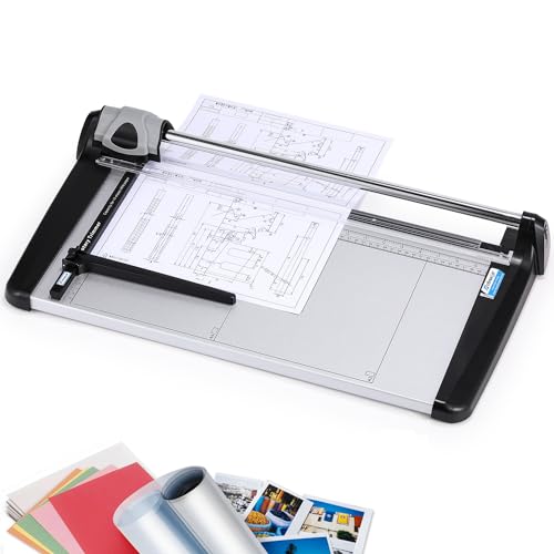 Rotary Paper Trimmer, 15 Sheets Heavy Duty Paper Trimmer, 480mm(18.90") Cutting Length, Commercial Grade Rotary Paper Cutter for Home/Office/School, Black & Silver - size: 18.90"