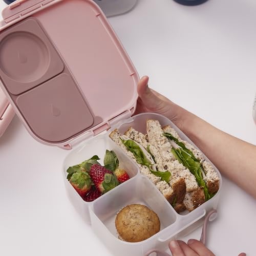 b.box Mini Lunch Box Kids | 4.25 Cup Leak Proof Bento Box for Kids Ages 3+ | 3 Compartment Snack Containers, School Lunch Container, Dishwasher Safe, BPA-Free, PFAS-Free - Blush Crush - color: Blush Crush, size: 1-pack