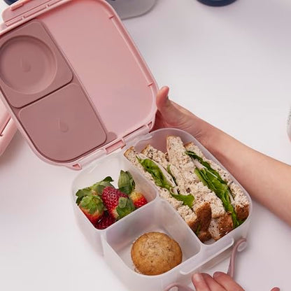 b.box Mini Lunch Box Kids | 4.25 Cup Leak Proof Bento Box for Kids Ages 3+ | 3 Compartment Snack Containers, School Lunch Container, Dishwasher Safe, BPA-Free, PFAS-Free - Blush Crush - color: Blush Crush, size: 1-pack