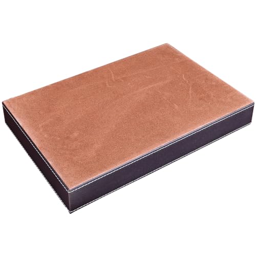 KINGFOM Pu Leather Desk Organizer Tray, 4 Compartment Office Storage Supplies Stationery Drawer Tray, Nightstand Bedside Tray for Key, Wallet, Watch, Coin, Phone Valet Tray Stackable - color: Brown