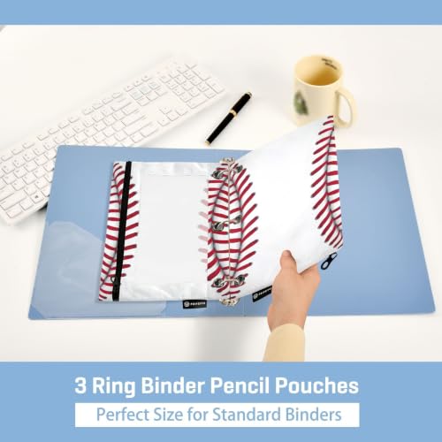 Gredecor 3 Ring Binder Pencil Pouch, Ball Softball Basebal Laces (1) Zippered Pen Case Pouches with Clear Window, 2 Pack Stylish Office & School Supplie - color: Ball Softball Basebal Laces (1)