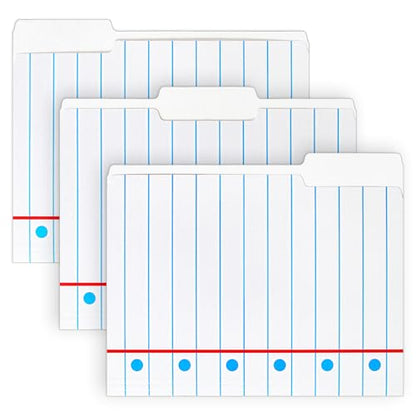 Whaline 24 Pack Back to School File Folders Letter Size Notebook Line File Pockets with 1/3 Cut Tab for Home Office Classroom Supplies, 8.9 x 11.6 Inch - style: Notebook