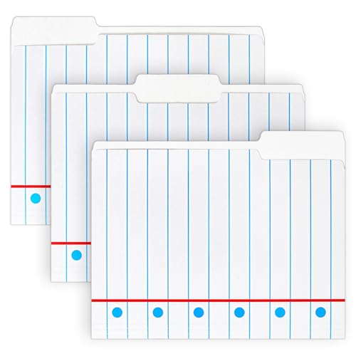 Whaline 24 Pack Back to School File Folders Letter Size Notebook Line File Pockets with 1/3 Cut Tab for Home Office Classroom Supplies, 8.9 x 11.6 Inch - style: Notebook