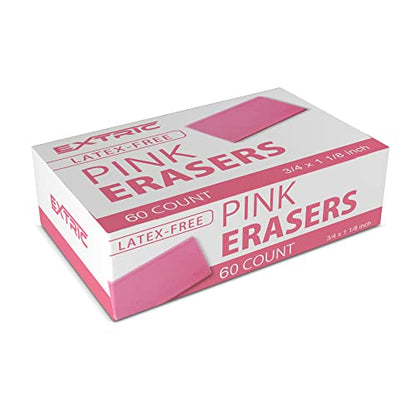 Pink Erasers, 60 Count, Latex Free Eraser for Kids, Square Eraser, Erasers Bulk for School Supplies, Art, and Office Use - size: 60 Count Square Erasers
