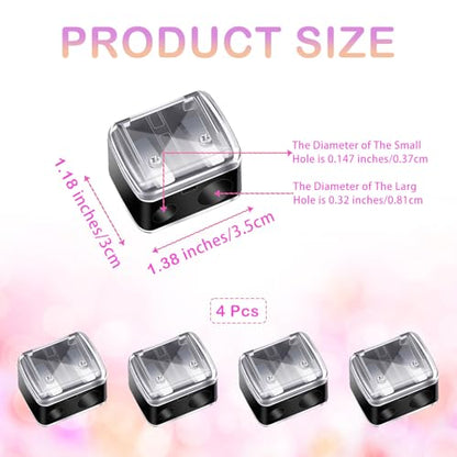 Makeup Pencil Sharpener, 4 Pack Dual Hole Cosmetic Pencil Sharpener for Lip Liner Eyeliner and Brow Pencils, Cosmetic Manual Tools for Women and Makeup Artists,Stainless Steel Blades and Plastic Cover - color: ‎black