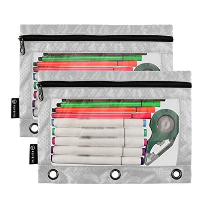 Binder Pouches,Grey Pencil Pouch for 3 Ring Binder 2 Pack Clear Pencil Bag with Zipper for Office School Supplies - color: Gray