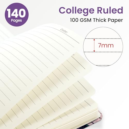 ZOTIA Lined Spiral Journal for Women, A5 Aesthetic Hardcover Notebook for Work, School & Note Taking, Pretty College Ruled Journal, 140 Pages, 6" x 8", Plum Reverie - color: H-Plum Reverie