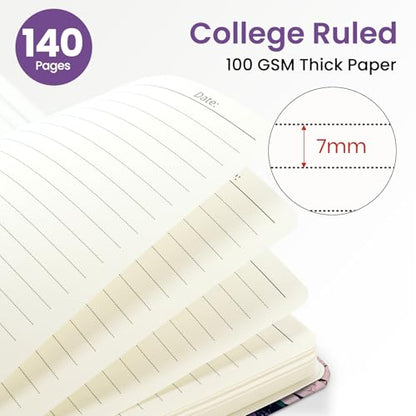ZOTIA Lined Spiral Journal for Women, A5 Aesthetic Hardcover Notebook for Work, School & Note Taking, Pretty College Ruled Journal, 140 Pages, 6" x 8", Plum Reverie - color: H-Plum Reverie